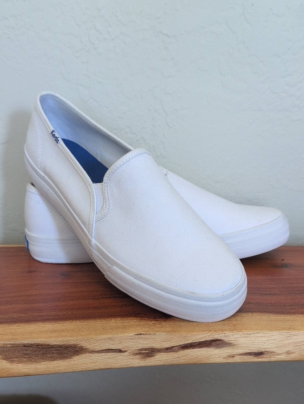 Keds Women's  Slip-On Canvas Sneakers in White 8 Wide